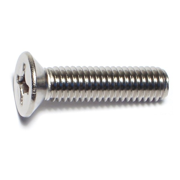 Midwest Fastener M6-1.00 x 25 mm Phillips Flat Machine Screw, Plain A2 Stainless Steel, 10 PK 69558